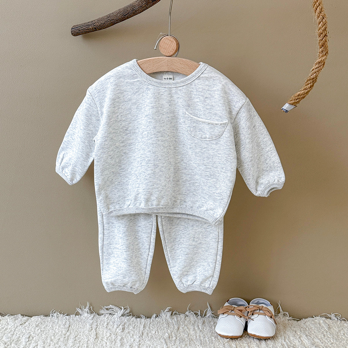 Baby Cotton Blend Long Sleeve Pocket Top and Pants Set Spring Autumn 6Months-3years