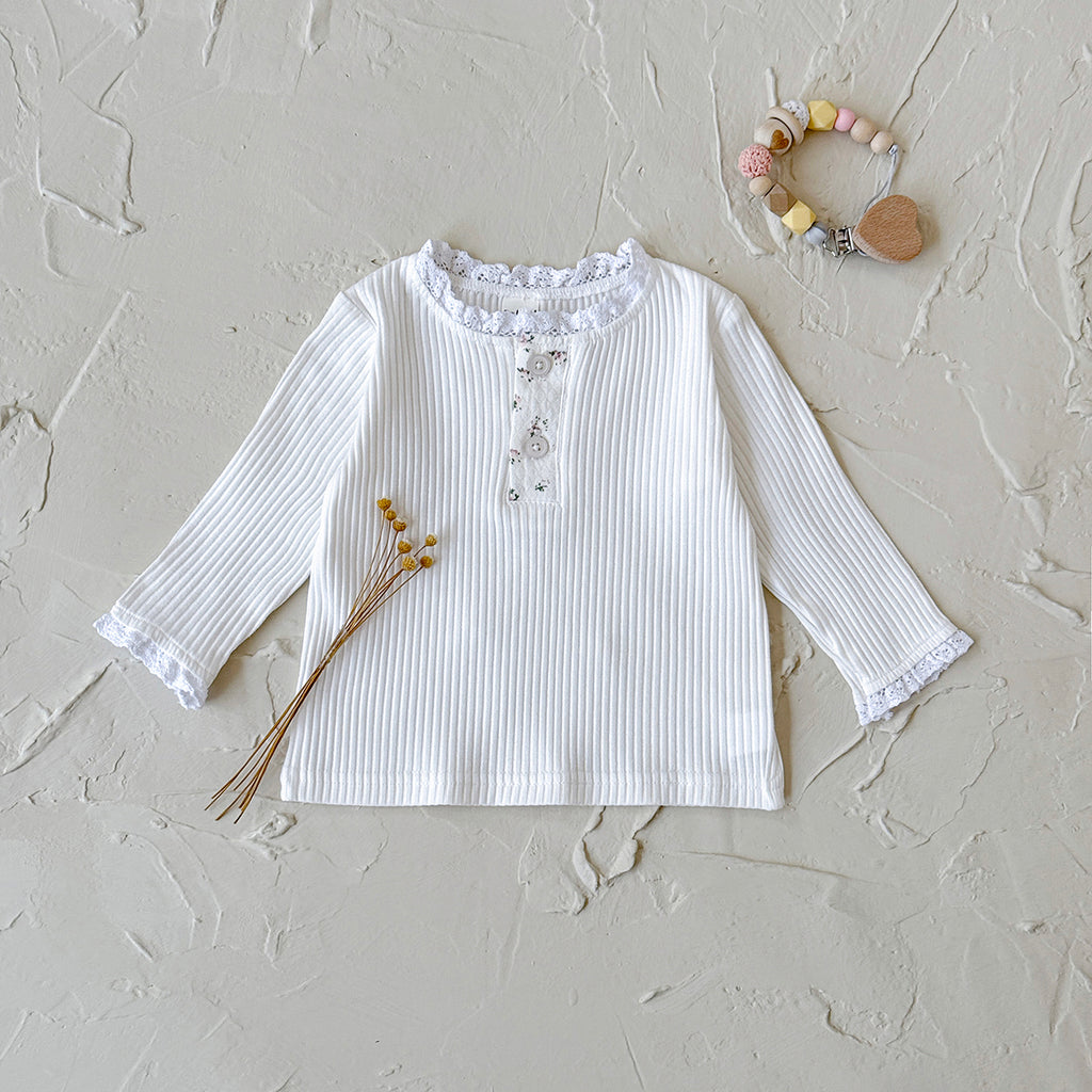 Baby Girls Cotton Ruffle Trim Long Sleeve T-Shirt Spring Autumn 6Months-7Years