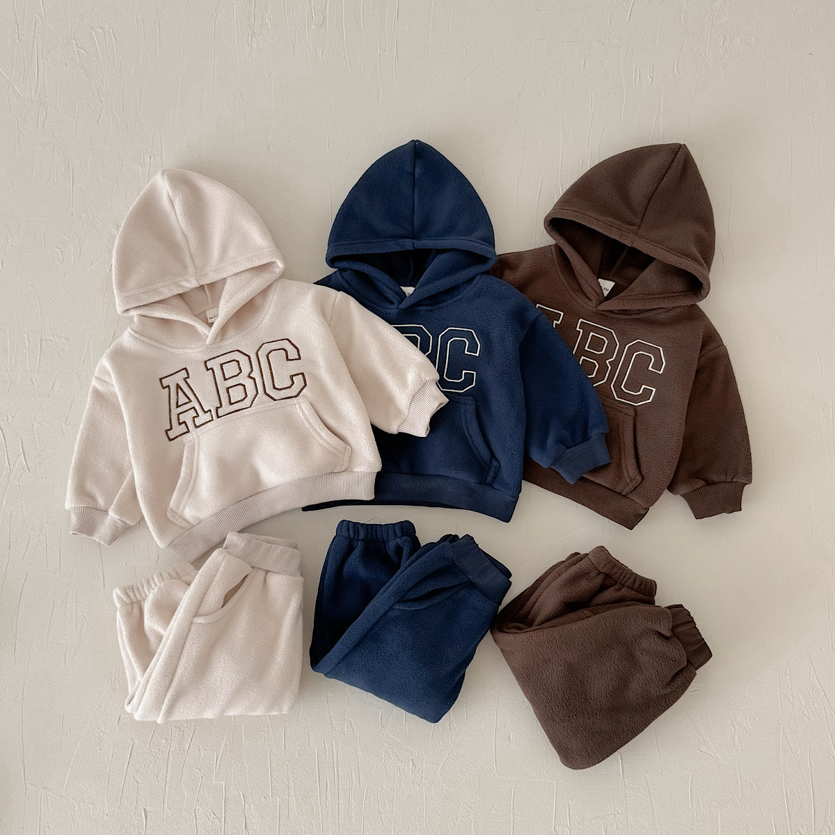 Hooded Autumn Winter Set for Baby Boys with ABC Letter Embroidery