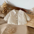 Solid Beige Kids Winter Quilted Coat Pretty Lace Collar Baby Girl Warm Coat