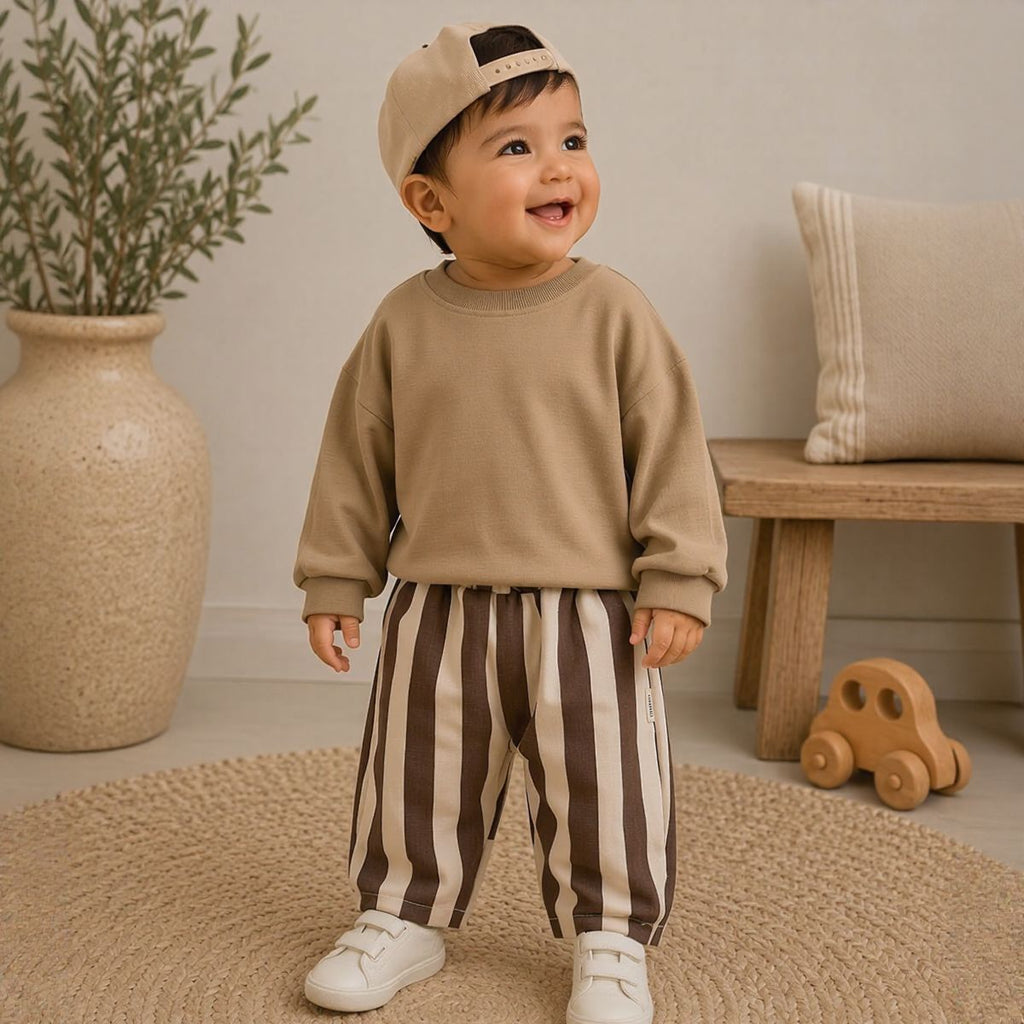 Striped Printed Casual Long Pants for Baby Boys & Girls