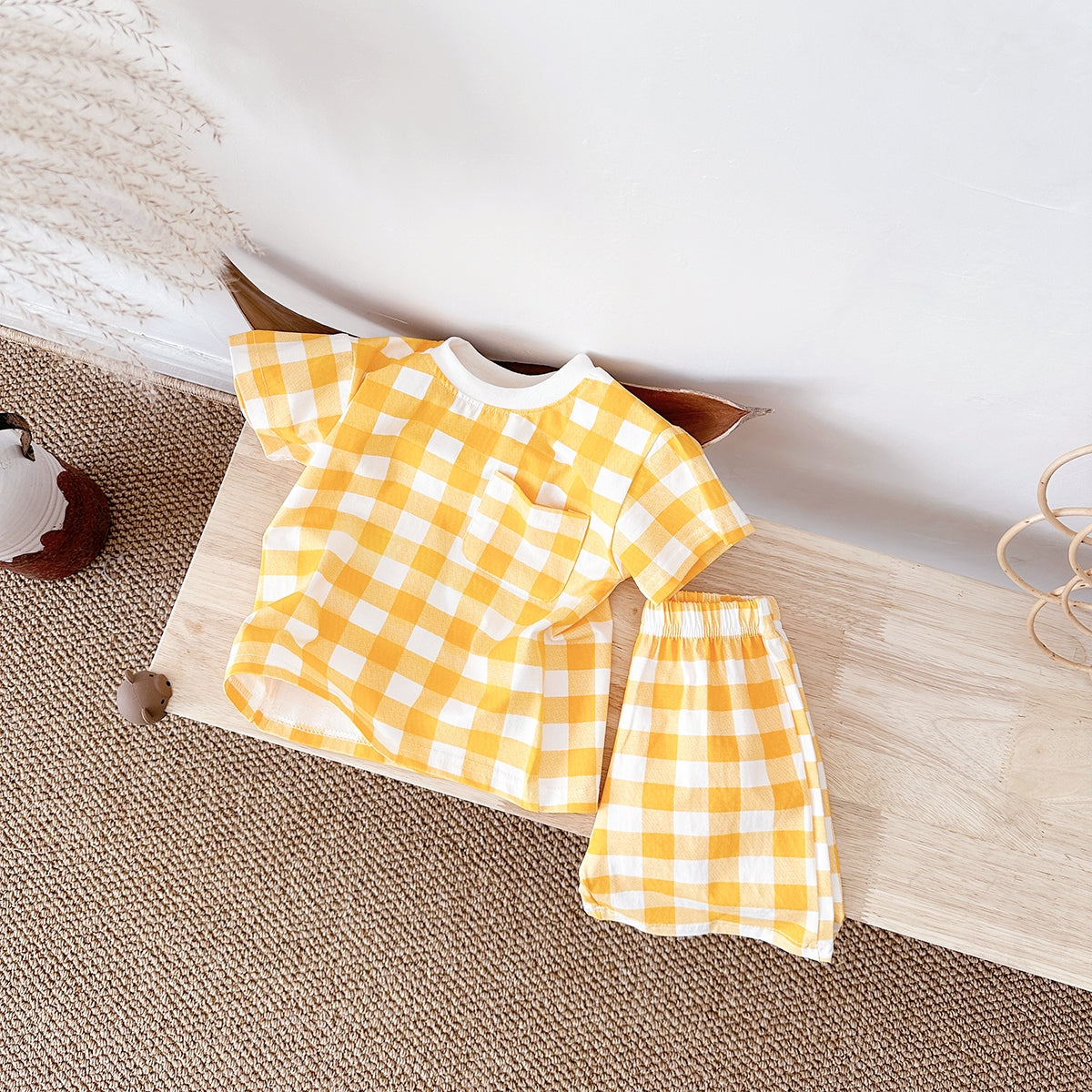 Sweet Rainbow Tiny Heart Girls Set Pocket Cotton Summer Baby 2Pcs Suit