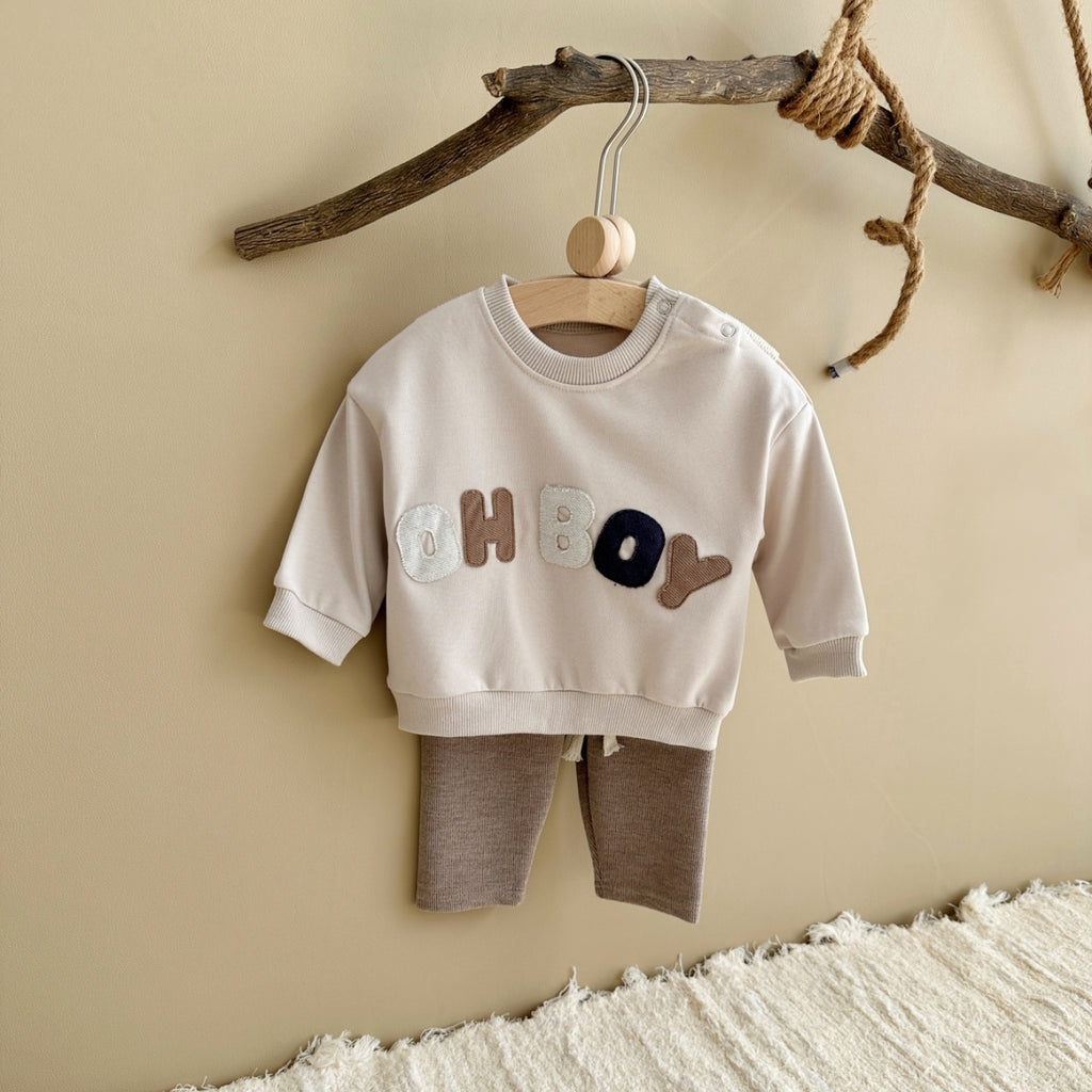 Neutral Baby Letter Pattern Sports Set 1-3 Years Old
