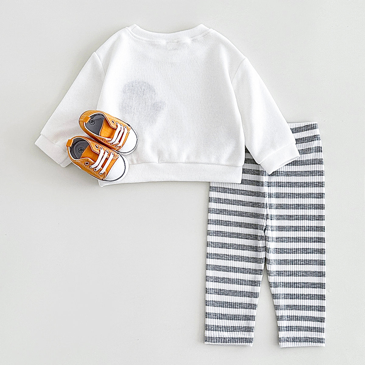 Infant Crew Neck Animal Sweatshirt With Striped Stretch Pants