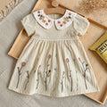 Floral Embroidery Peter Pan Collar Baby Girl Dress
