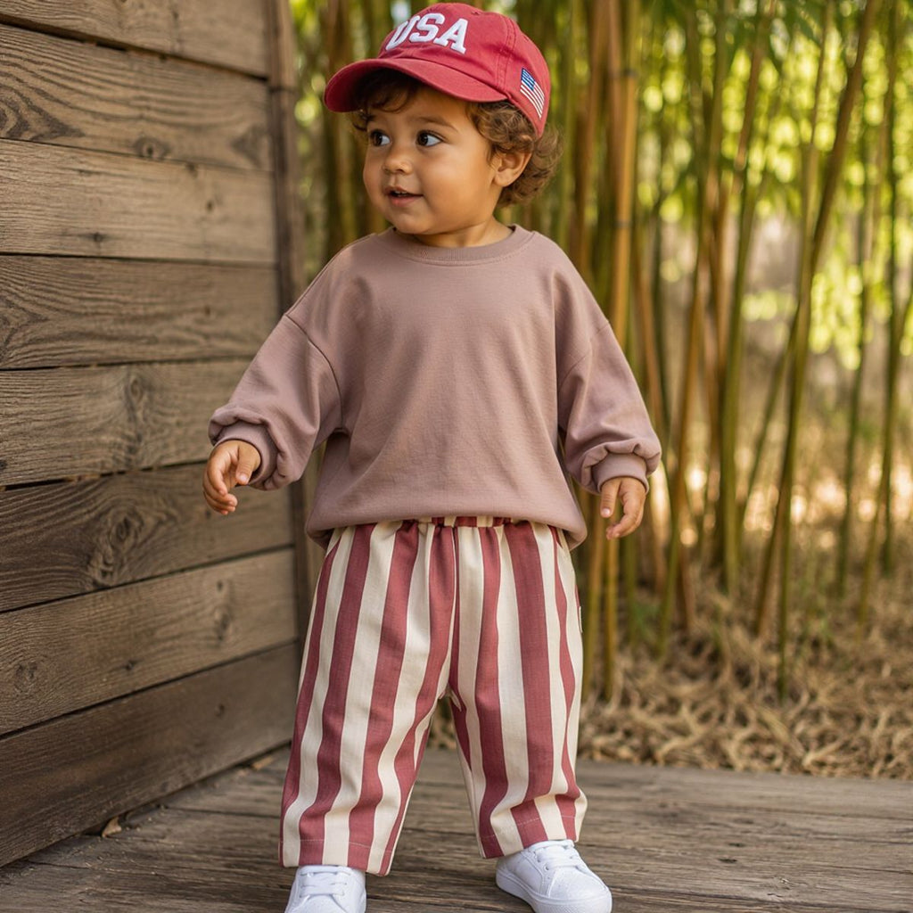 Striped Printed Casual Long Pants for Baby Boys & Girls