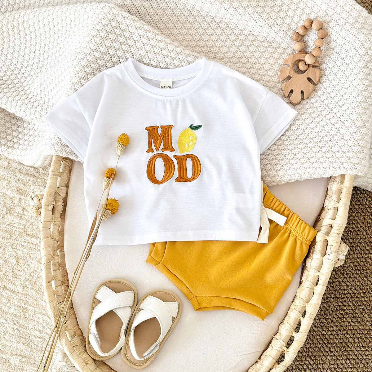 Summer Casual Colorful Letter Embroidery Set