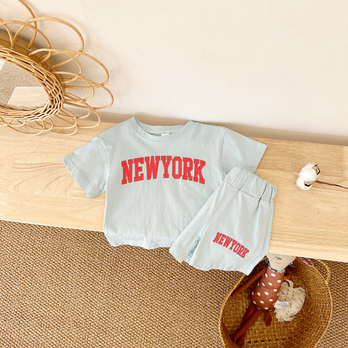 Summer Fashion Letter Print Short Sleeve Set