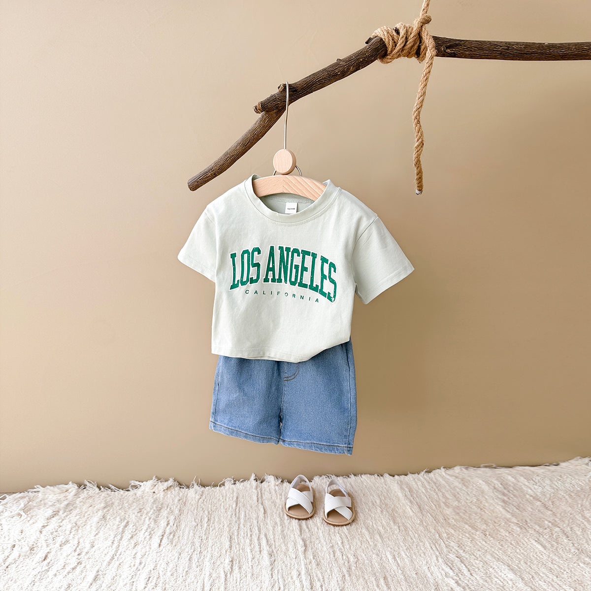 Summer Casual Letter Print Short Sleeve T-shirt & Jeans
