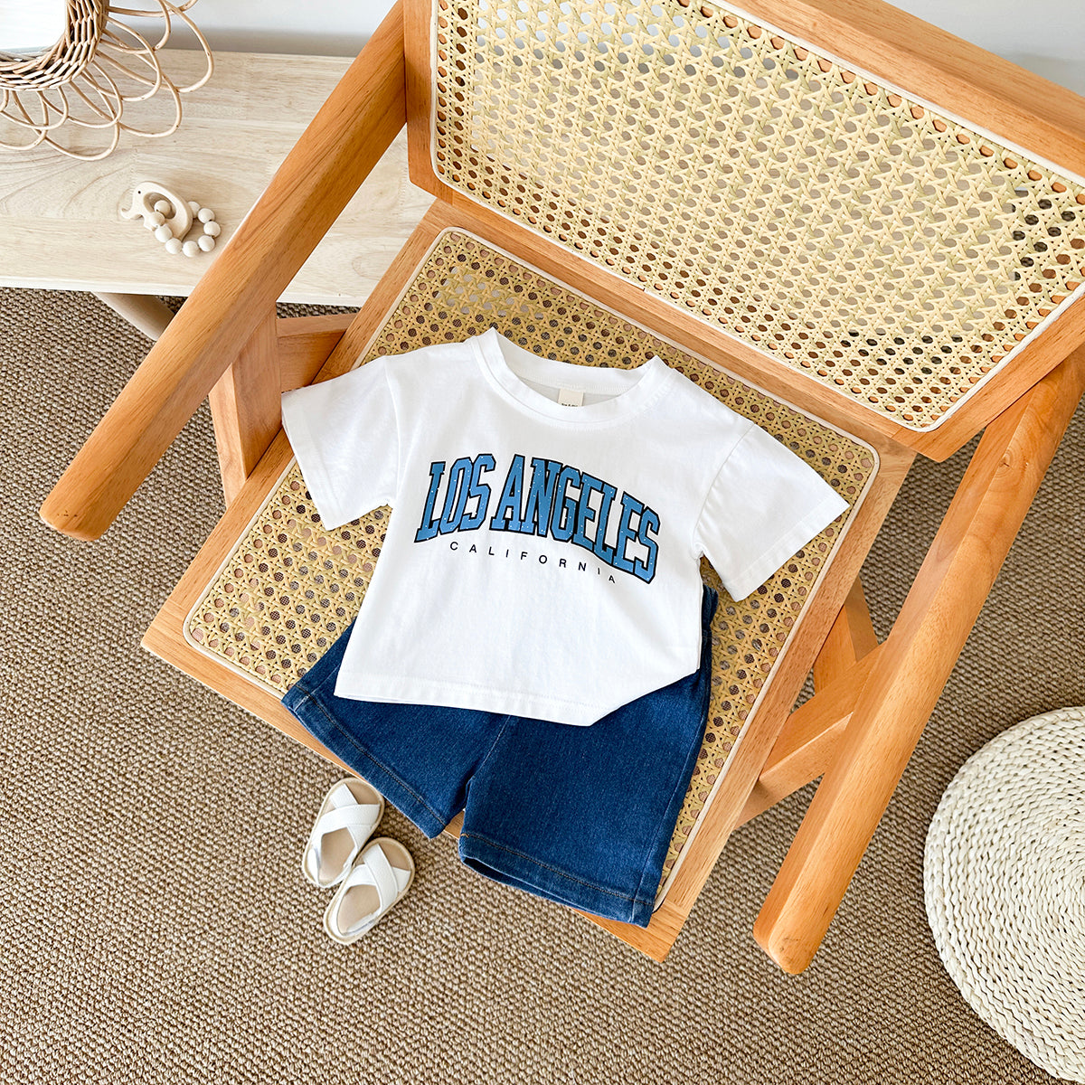Summer Casual Letter Print Short Sleeve T-shirt & Jeans