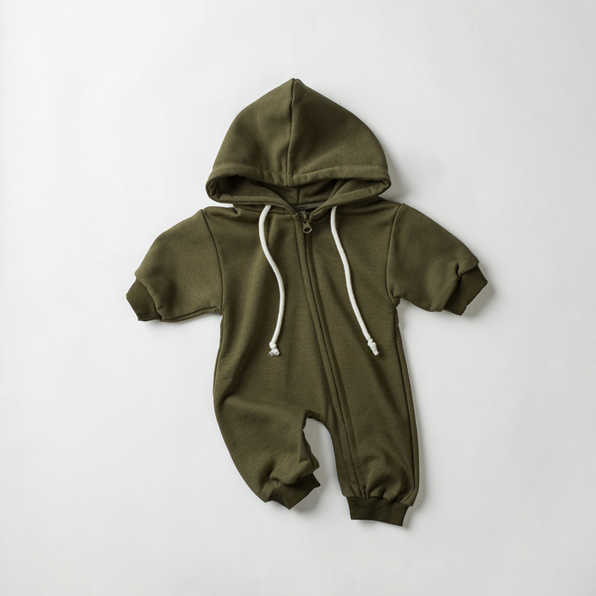 Neutral baby solid color hooded jumpsuit 1-18 months