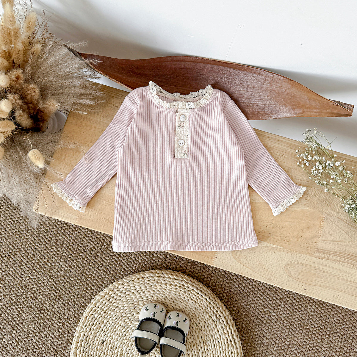 Baby Girls Cotton Ruffle Trim Long Sleeve T-Shirt Spring Autumn 6Months-7Years