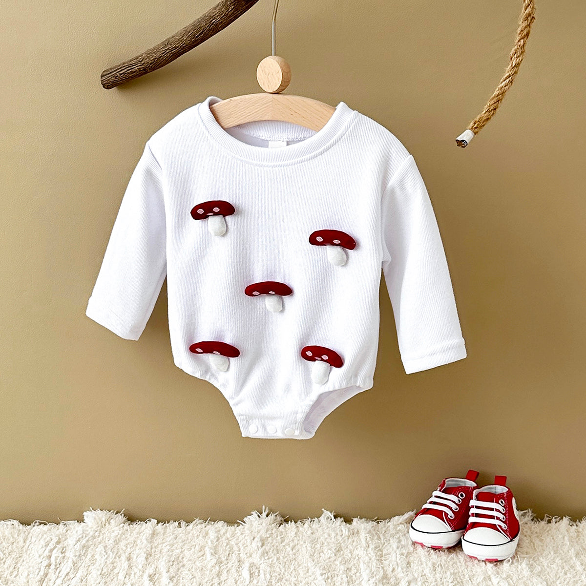 Spring Autumn Infant 3D Mushroom Romper, Cute Duck Baby Onesie