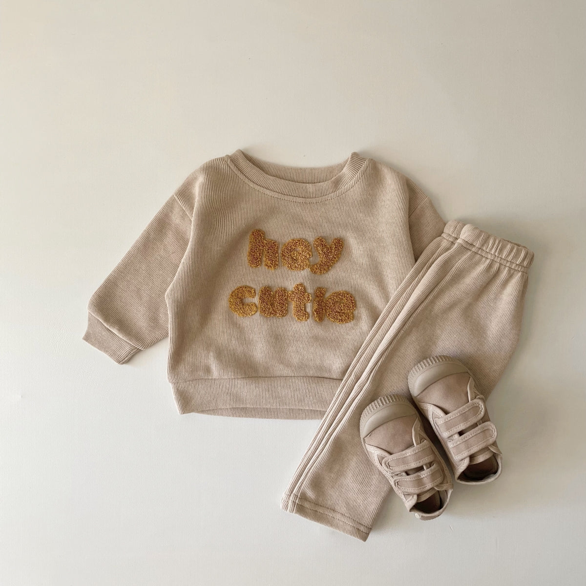 Neutral Baby Letter Embroidery Pattern Sports Set 1-3 Years Old