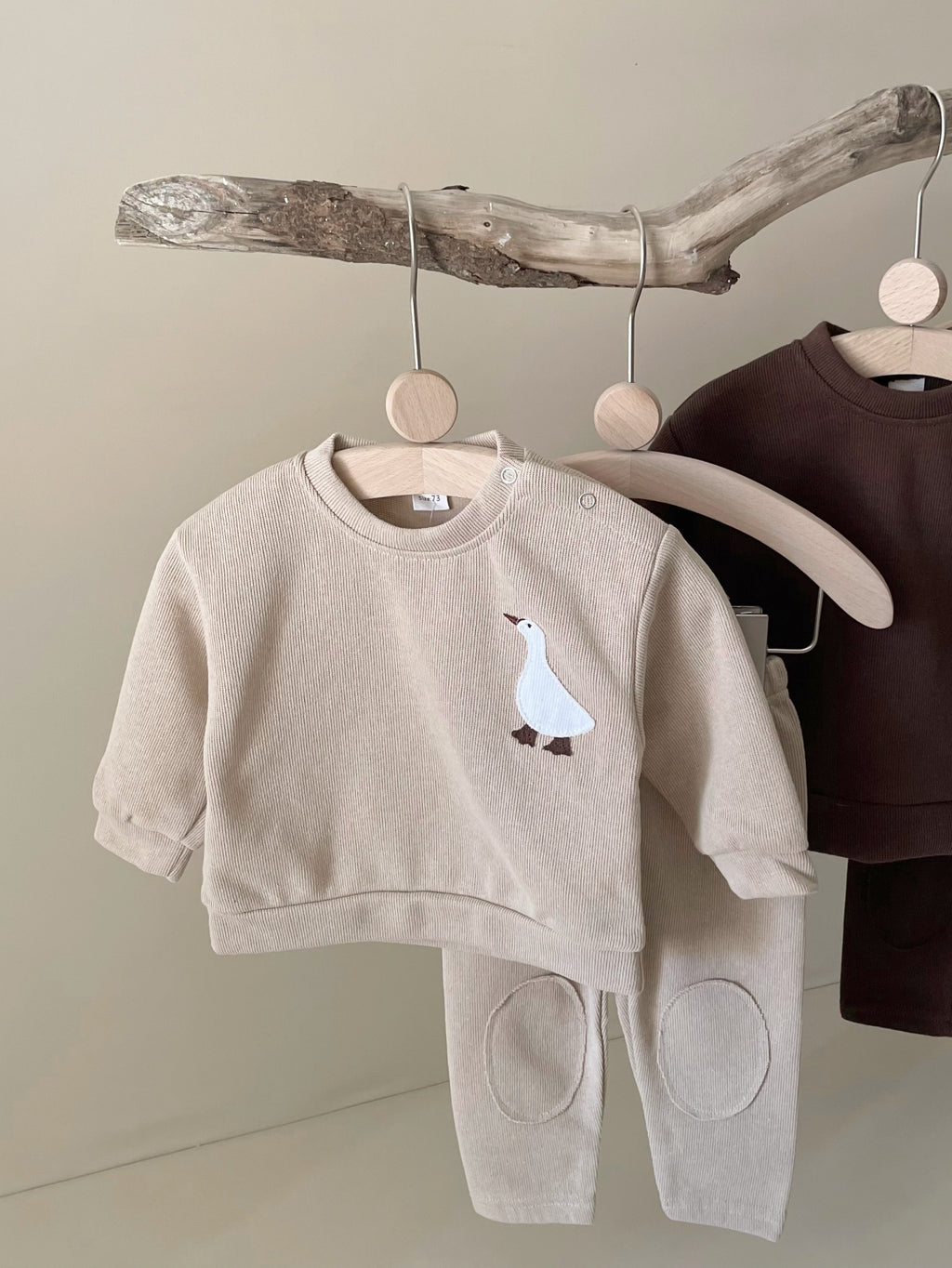Spring Breath Rib Kids Home Wear White Goose Embroidery Newborn Outfit