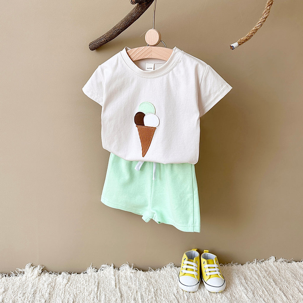 Cute Cartoon Ice Cream Cone Summer 2-Piece Set
