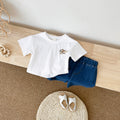 Summer Dinosaur Embroidery Short Sleeve T-shirt & Jeans
