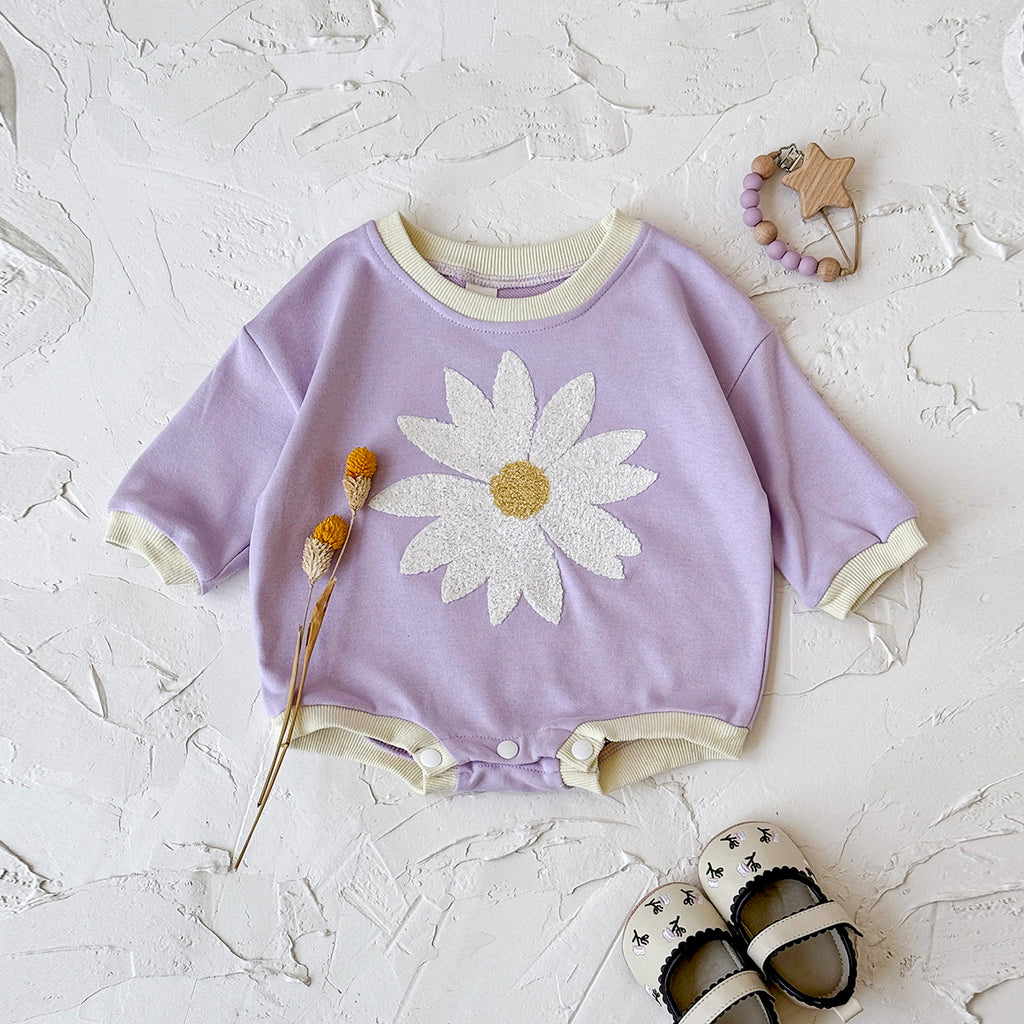 Baby Rabbit Flower Embroidered Cotton Blend Triangle Romper Spring Autumn 0-18 Months Old