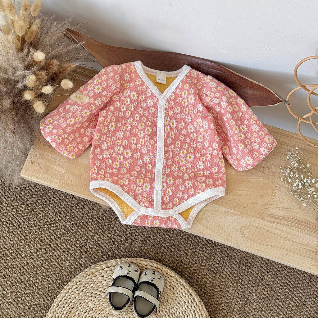 Baby Girls Pink Button Front Cardigan Romper 1-18Months