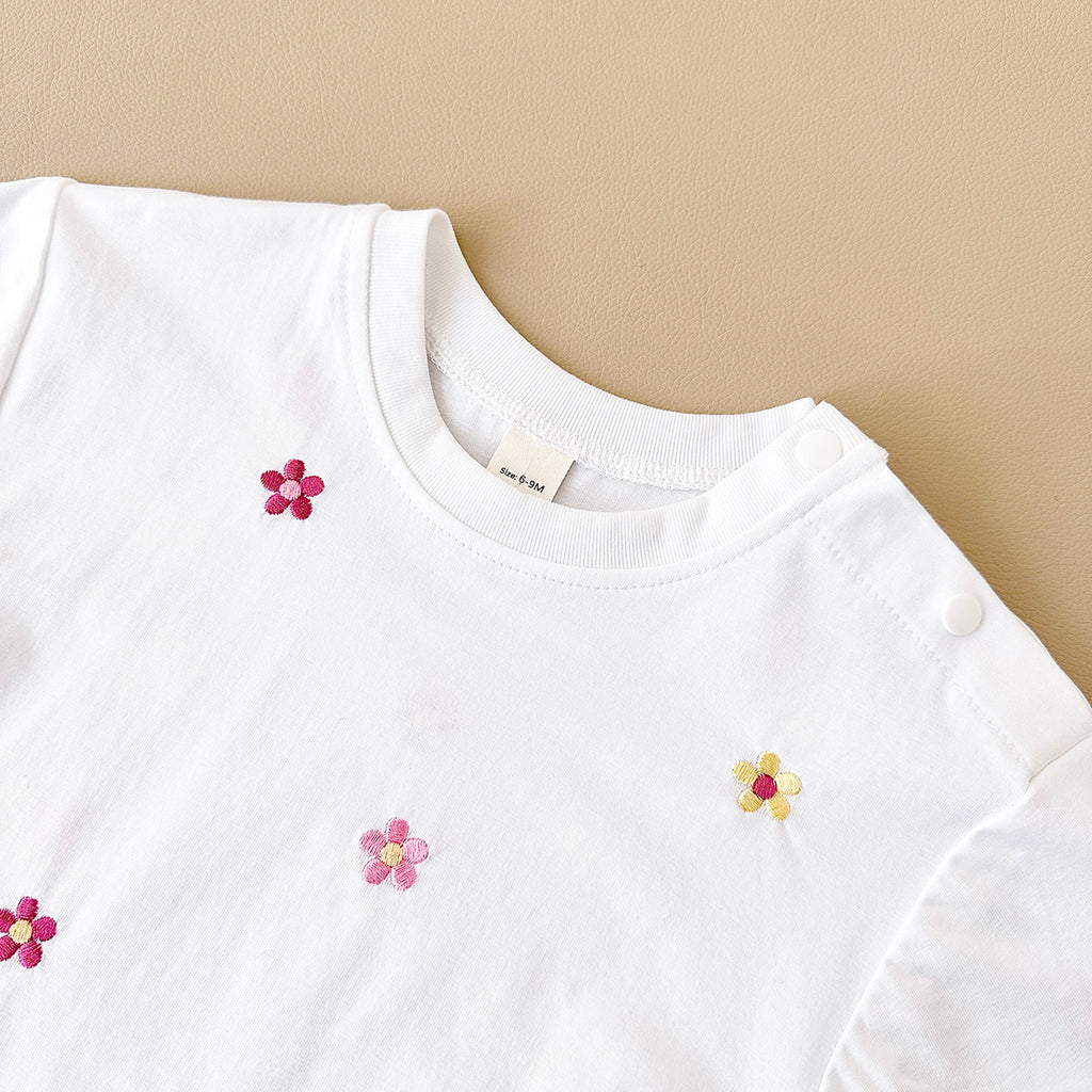 Summer Floral Short Sleeve Romper for Baby Girls