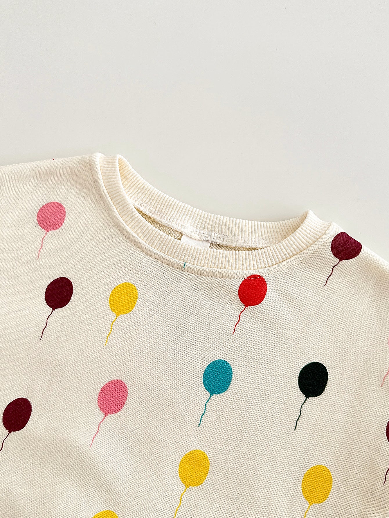 Cream Colorful Balloon Print Baby Sweatshirt Set Korean Unisex 2Pcs Outfit