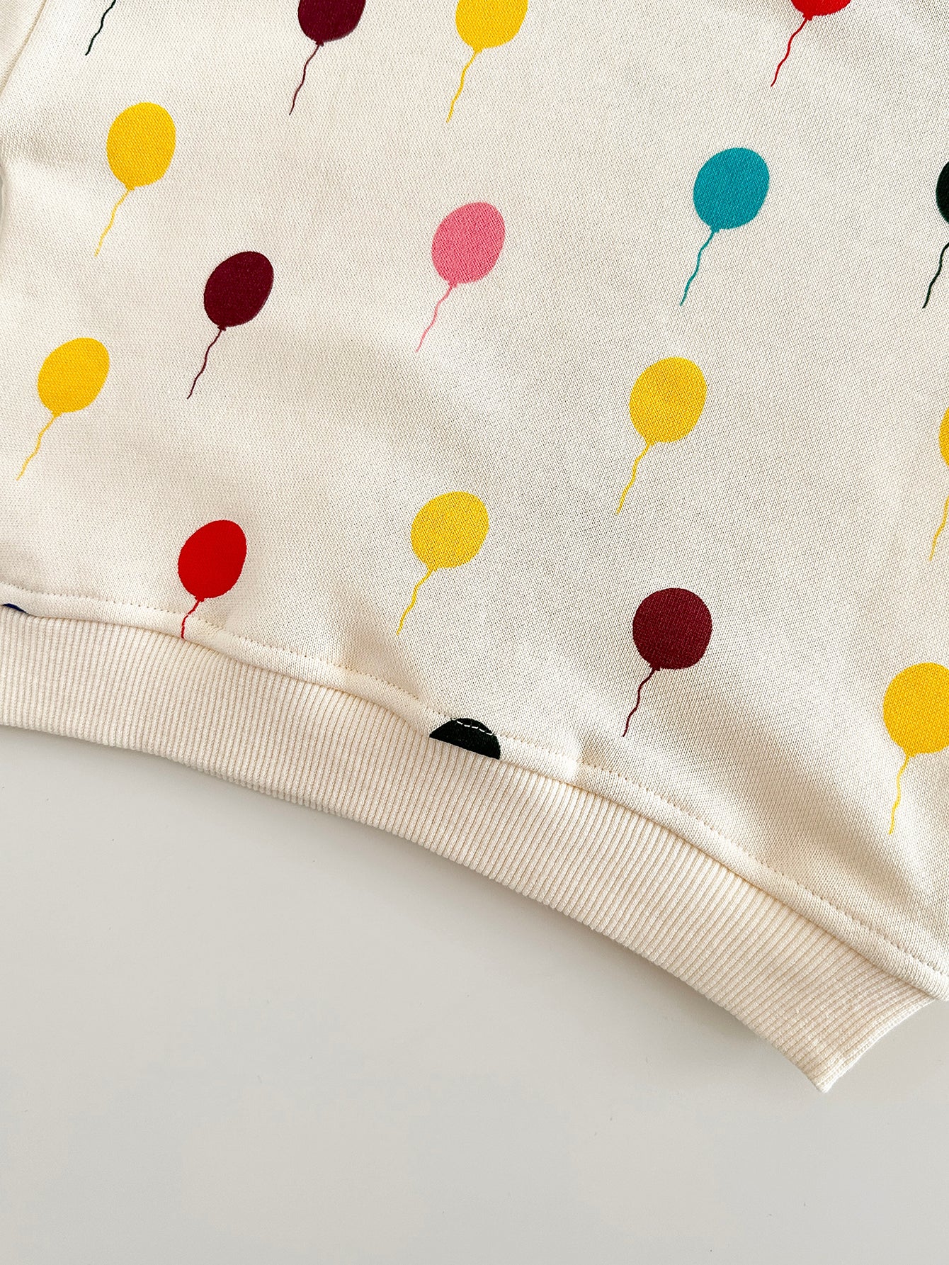 Cream Colorful Balloon Print Baby Sweatshirt Set Korean Unisex 2Pcs Outfit