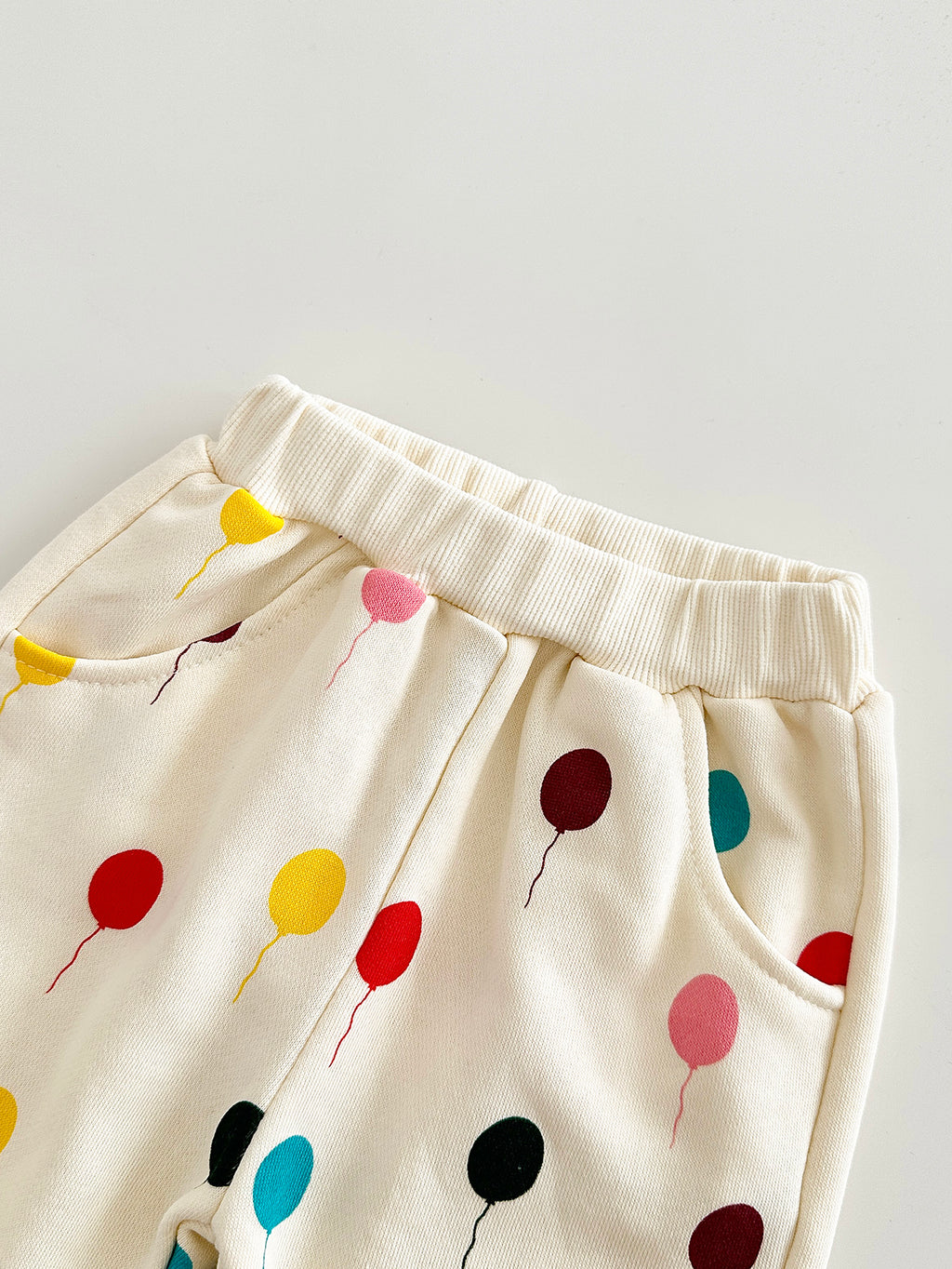 Cream Colorful Balloon Print Baby Sweatshirt Set Korean Unisex 2Pcs Outfit