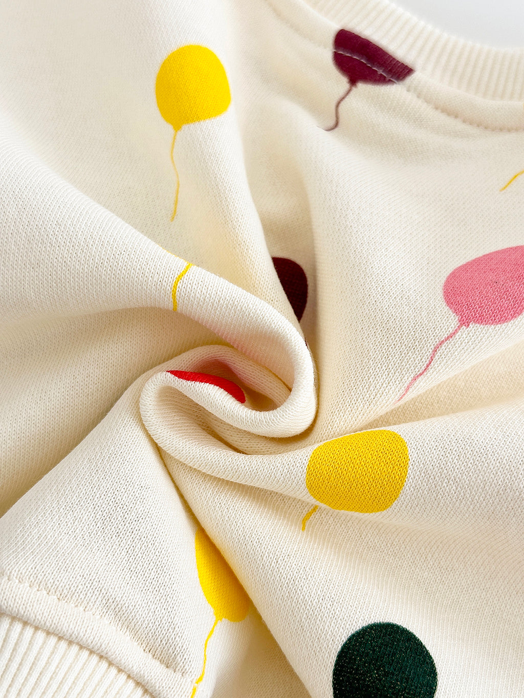 Cream Colorful Balloon Print Baby Sweatshirt Set Korean Unisex 2Pcs Outfit