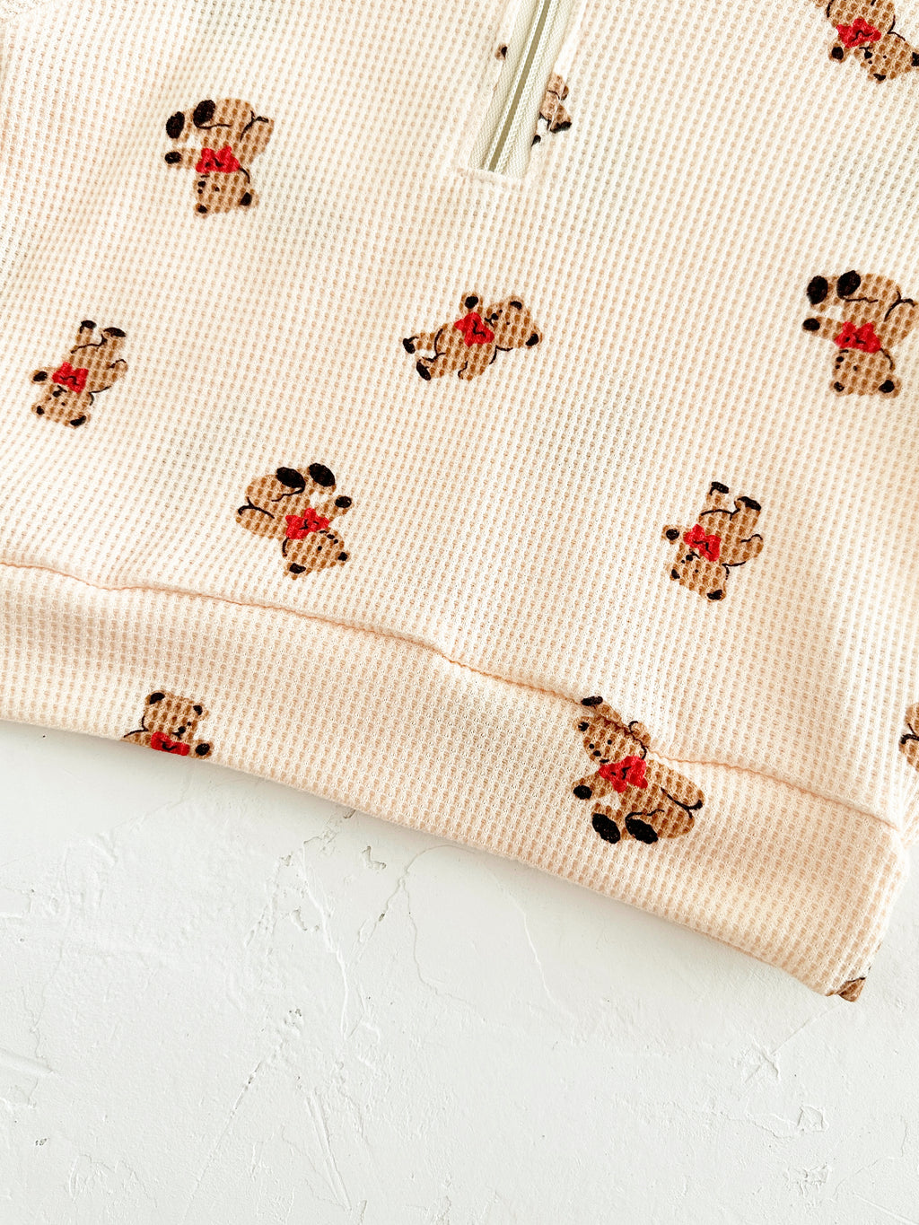 Textured Waffle Toddler Sweatshirt Set Cartoon Bear Korean Infant Suit