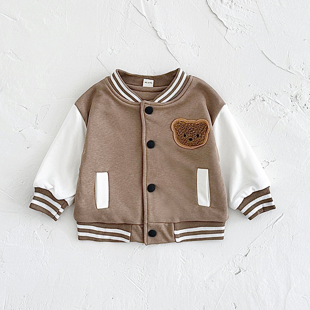 Unisex baby bear embroidered long sleeved jacket for ages 1-4