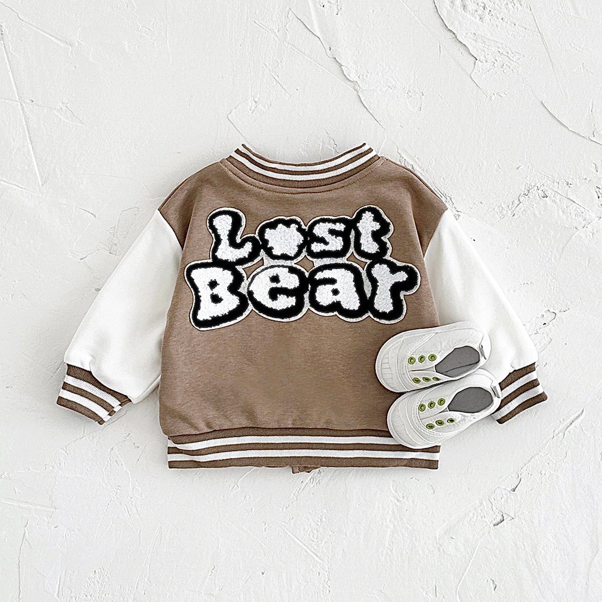 Unisex baby bear embroidered long sleeved jacket for ages 1-4
