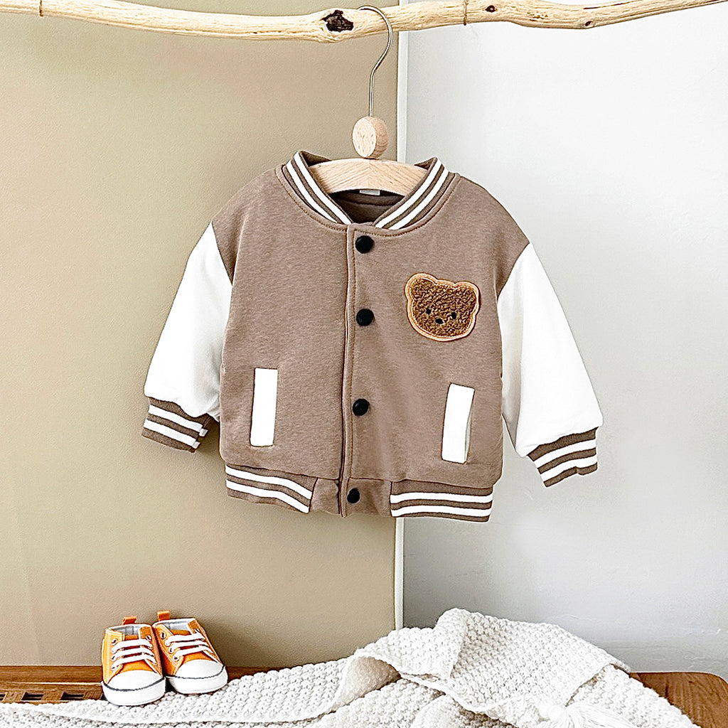 Unisex baby bear embroidered long sleeved jacket for ages 1-4