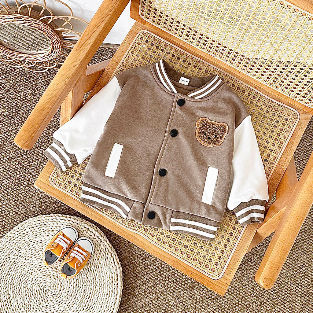 Unisex baby bear embroidered long sleeved jacket for ages 1-4