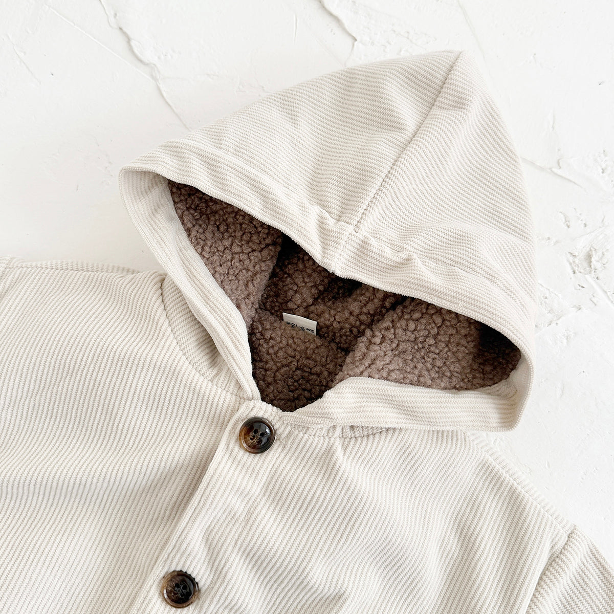 Baby Hooded Fleece Jacket, Lime Towel Embroidery Corduroy Kids Coat