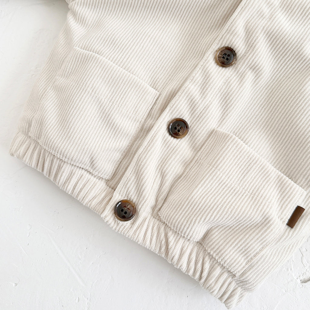 Baby Hooded Fleece Jacket, Lime Towel Embroidery Corduroy Kids Coat