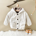 Baby Hooded Fleece Jacket, Lime Towel Embroidery Corduroy Kids Coat