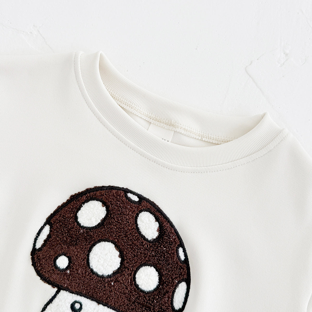 Forest Style Baby Outfit, Loose Crewneck Mushroom Sweatshirt And Solid Pants