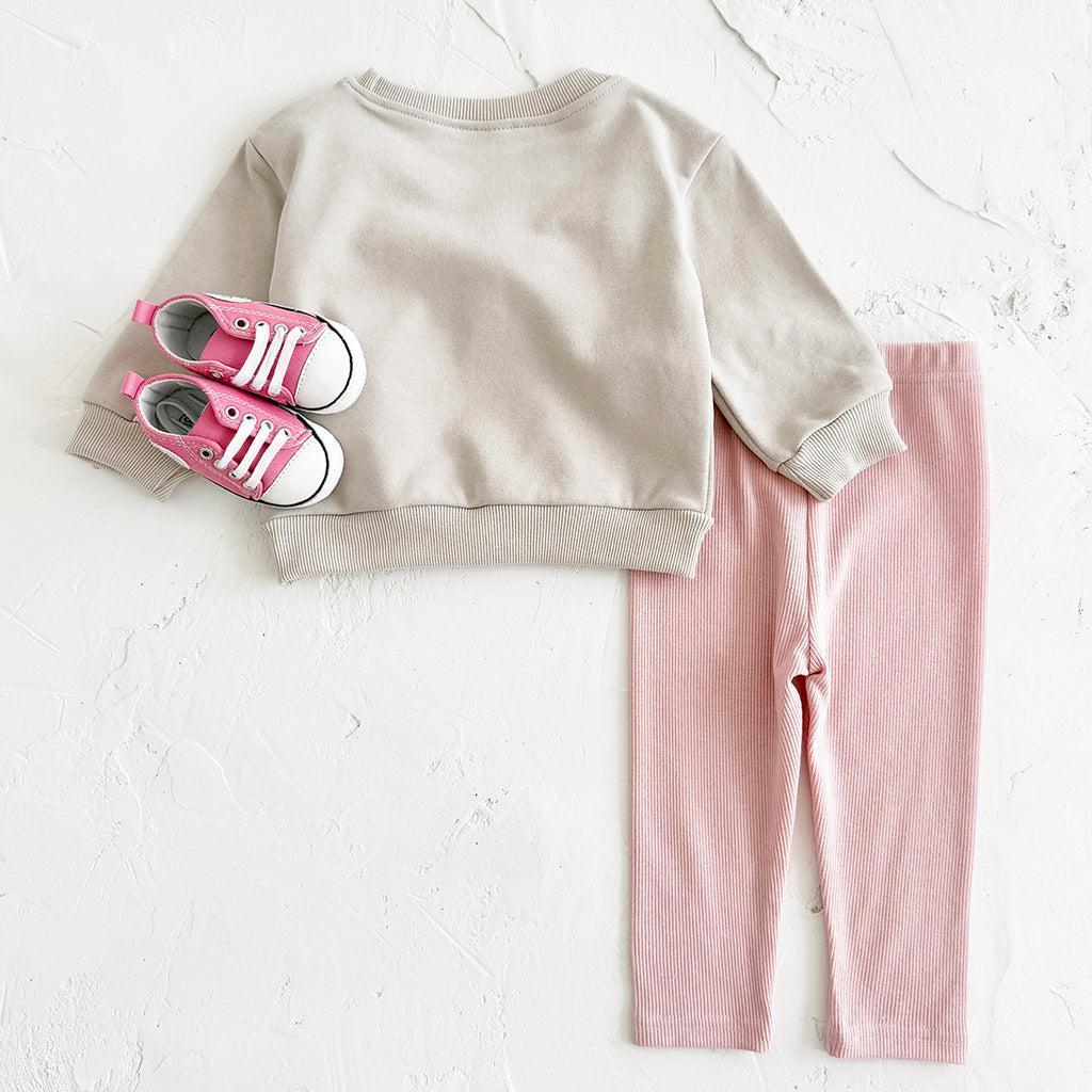 Baby Boy Girl Sweatshirt Set, 3D Teddy Top With Soft Stretch Rib Pants