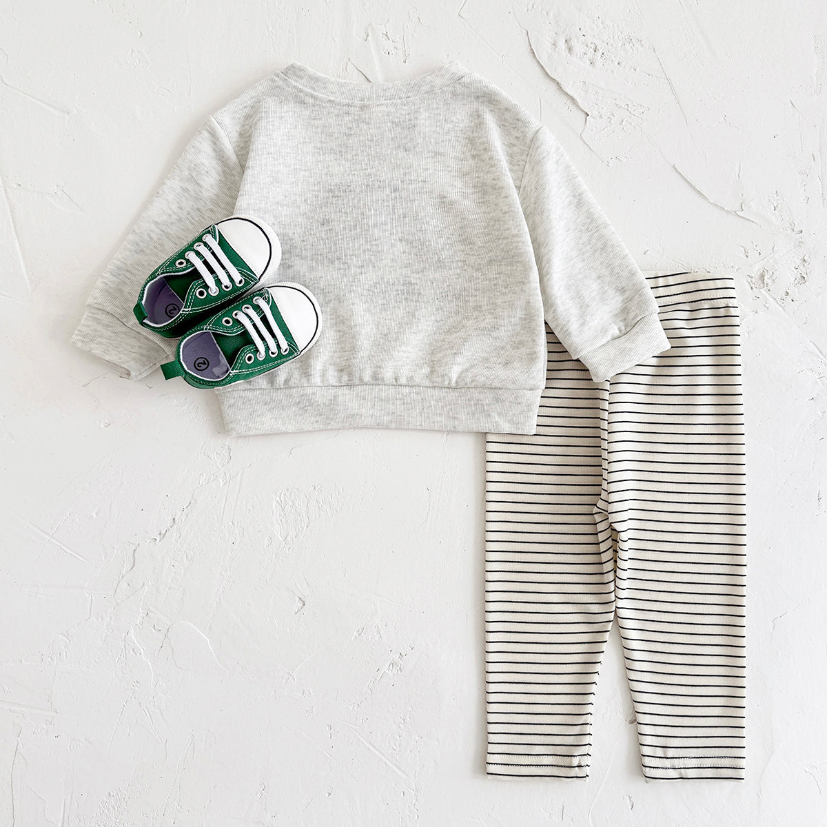 Spring Autumn Baby Outfit, Fun Cookie Print Sweatshirt Striped Pants Set