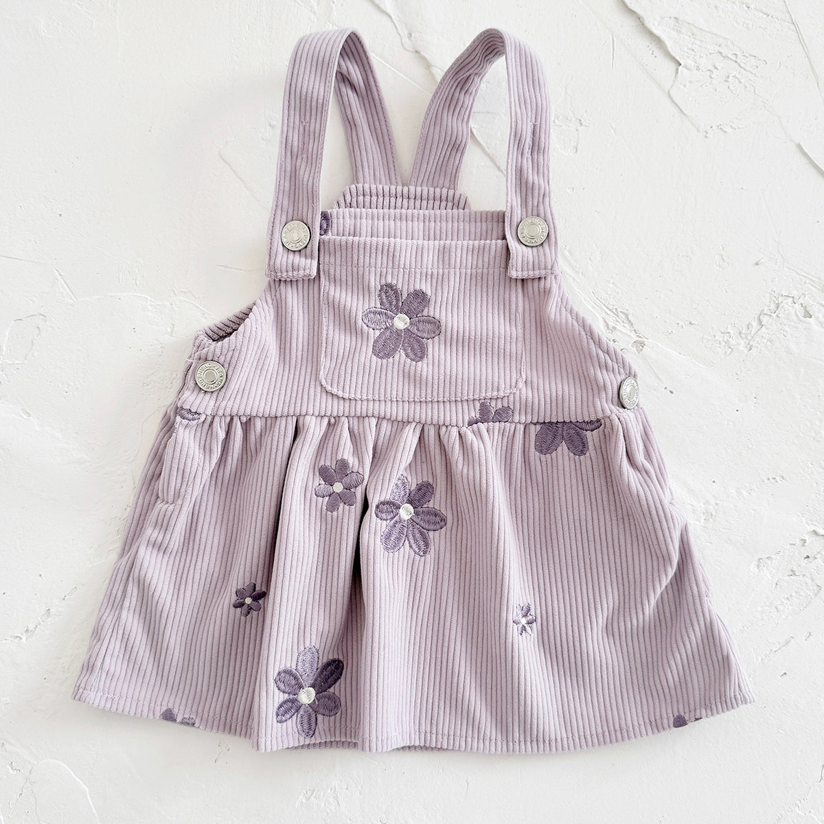 Spring Autumn Baby Girls Overall Dress, Flower Embroidery Loose Skirt