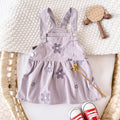 Spring Autumn Baby Girls Overall Dress, Flower Embroidery Loose Skirt