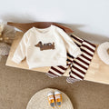 Spring Autumn Baby Set, Fun Dachshund Sweatshirt & Striped Pants