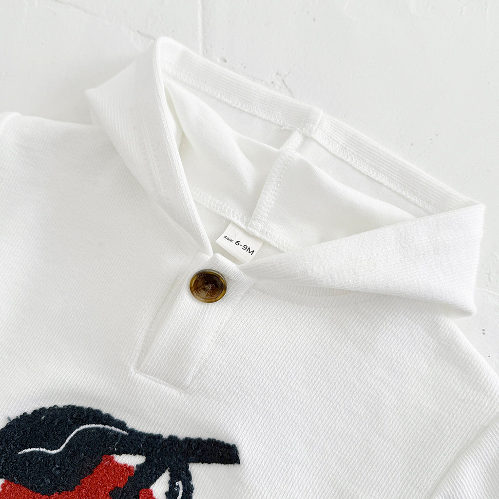 Spring Autumn Baby Set, Cherry Sweatshirt & Navy Striped Pants