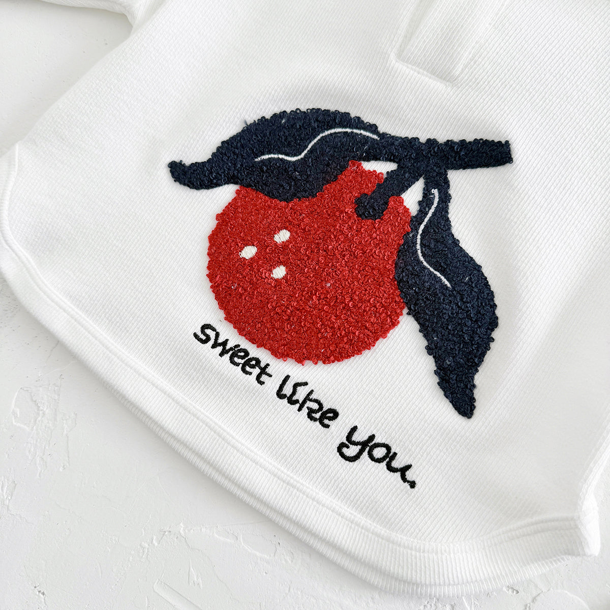 Spring Autumn Baby Set, Cherry Sweatshirt & Navy Striped Pants