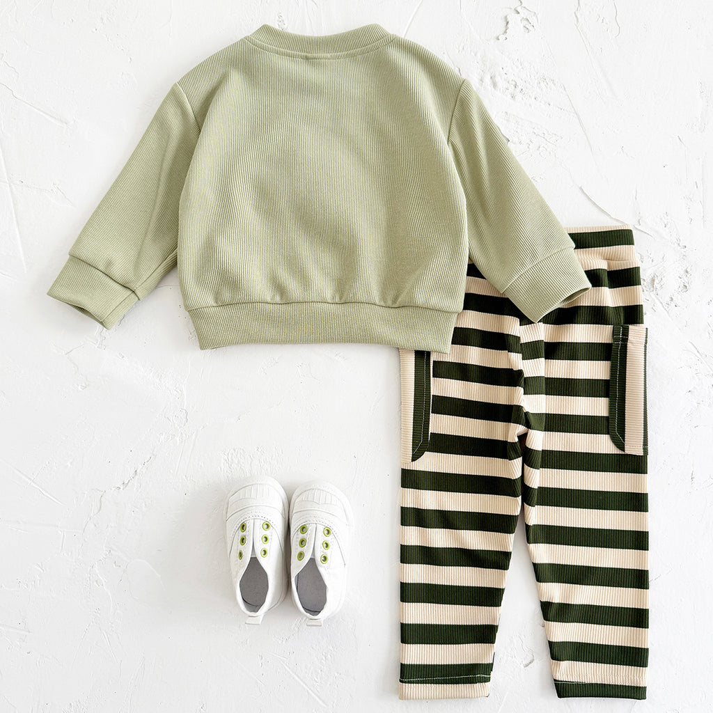 Fresh Mango Baby 2Pcs Outfit, Mango Sweatshirt Striped Pants