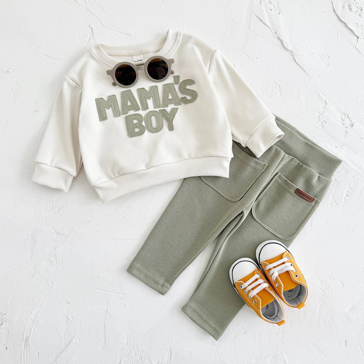 3 Colors Baby Boy 2Pcs Outfit, Letter Sweatshirt Pocket Pants Baby Set