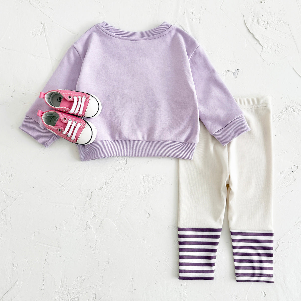 Sweet Baby Girl Set, 3D Flower Sweatshirt Striped Pants