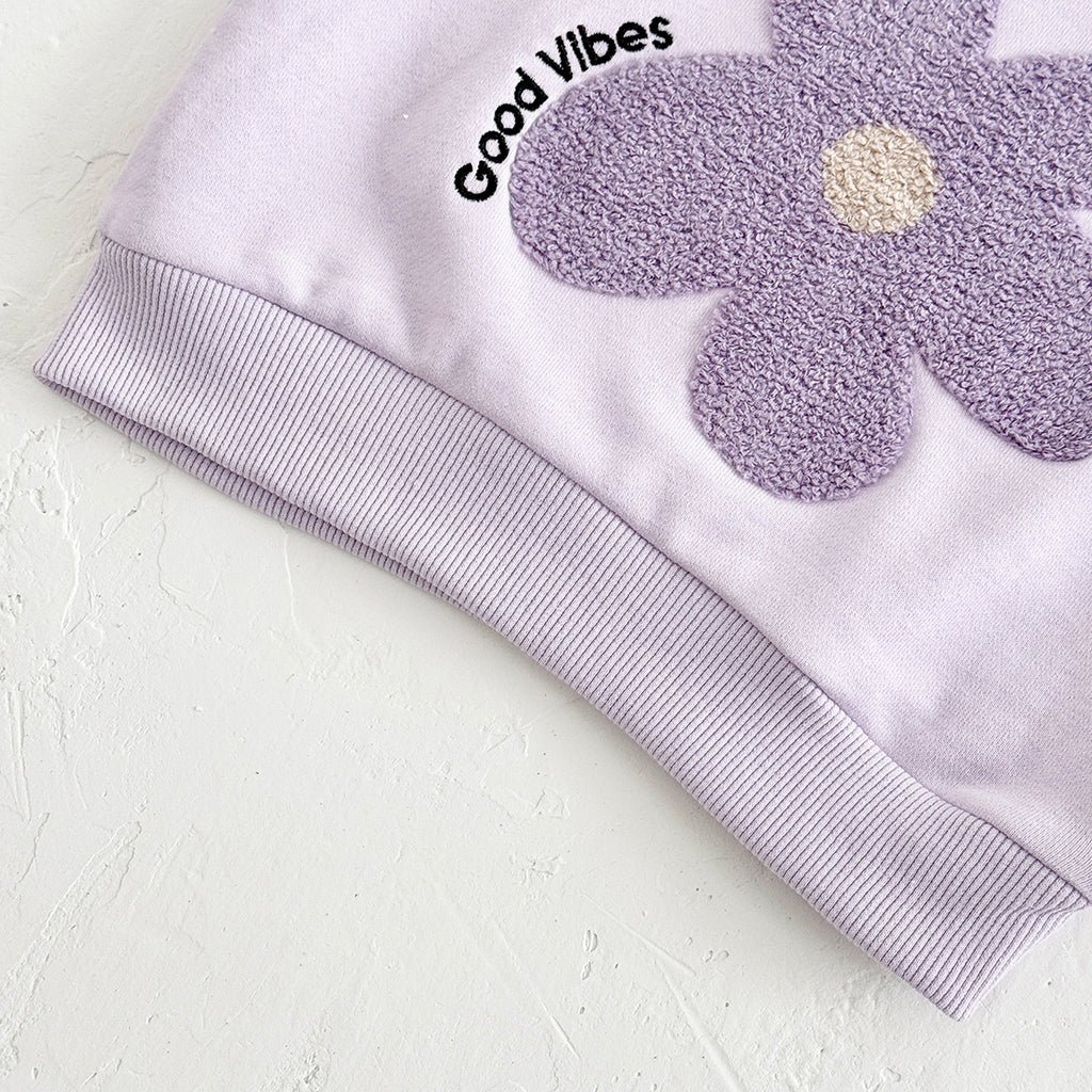 Sweet Baby Girl Set, 3D Flower Sweatshirt Striped Pants
