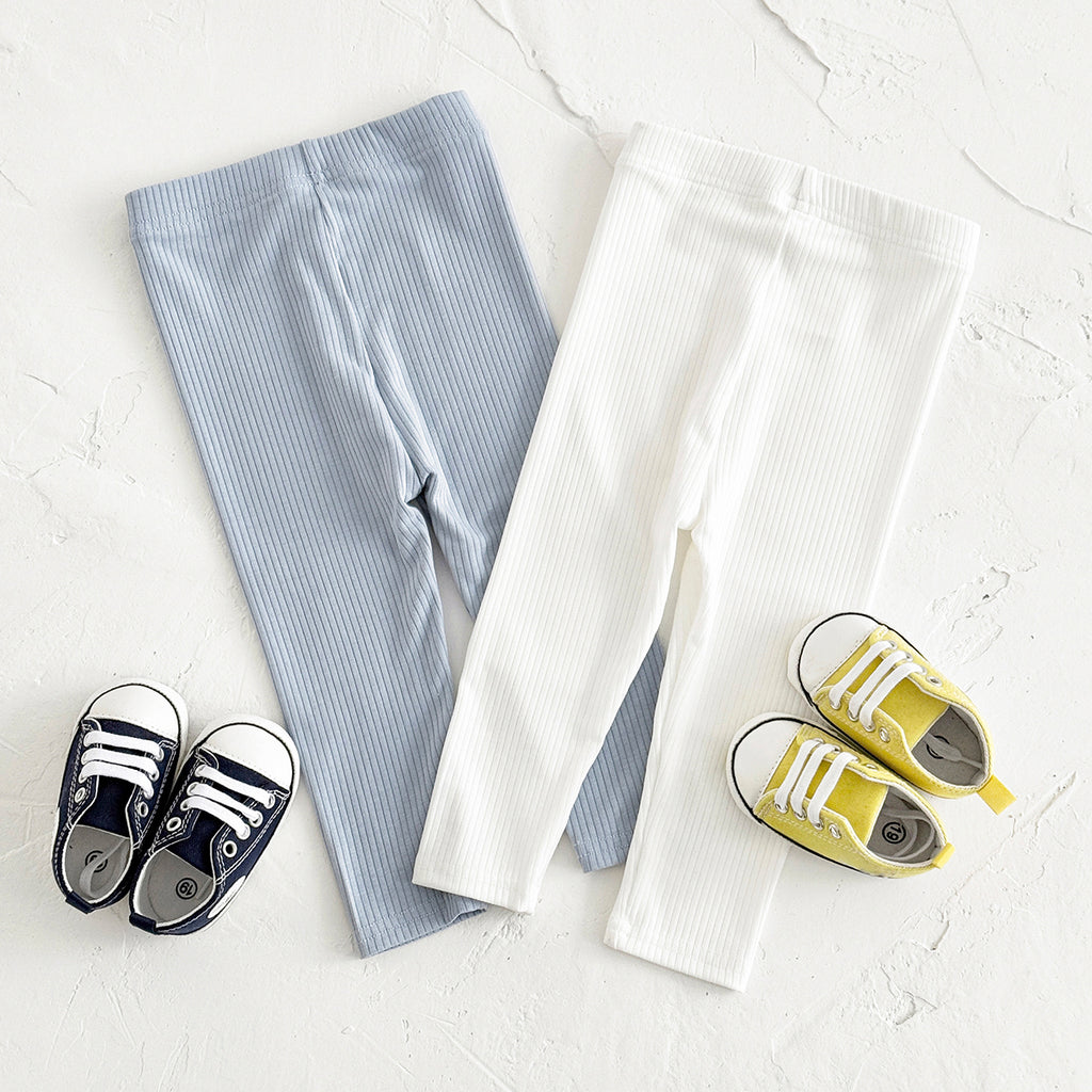 Comfy Baby Outer Pants Cartoon Cloud Pocket Vertical Rib Leggings