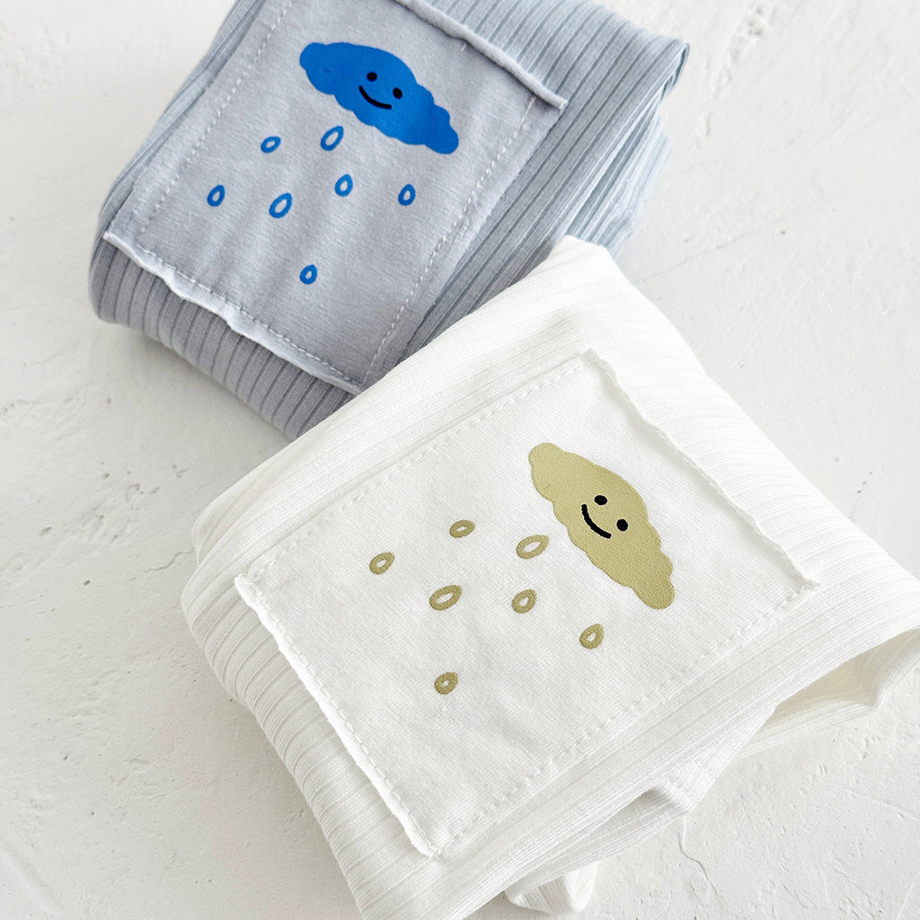 Comfy Baby Outer Pants Cartoon Cloud Pocket Vertical Rib Leggings
